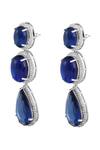 Shop_Prihan Luxury Jewelry_Blue Gemstones Rhodium Plated Necklace And Earring Set _Online_at_Aza_Fashions