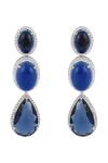 Prihan Luxury Jewelry_Blue Gemstones Rhodium Plated Necklace And Earring Set _at_Aza_Fashions