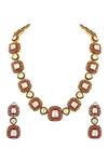 Shop_Prihan Luxury Jewelry_Rust Designer Necklace And Earring Set _at_Aza_Fashions