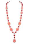 Prihan Luxury Jewelry_Pink Stones, Crystals Rhodium Plated Jewelry Set _Online_at_Aza_Fashions