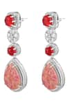Shop_Prihan Luxury Jewelry_Pink Stones, Crystals Rhodium Plated Jewelry Set _Online_at_Aza_Fashions