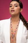 Buy_Prihan Luxury Jewelry_Pink Stones, Crystals Rhodium Plated Jewelry Set _at_Aza_Fashions
