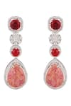 Shop_Prihan Luxury Jewelry_Pink Stones, Crystals Rhodium Plated Jewelry Set _at_Aza_Fashions