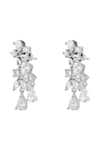 Prihan Luxury Jewelry_White Crystals Rhodium Plated Necklace And Earring Set _at_Aza_Fashions