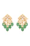 Prihan Luxury Jewelry_Green Stones, Pearls Rhodium Plated Necklace And Earring Set _Online_at_Aza_Fashions