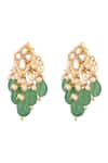 Buy_Prihan Luxury Jewelry_Green Stones, Pearls Rhodium Plated Necklace And Earring Set _Online_at_Aza_Fashions