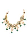 Buy_Prihan Luxury Jewelry_Green Gemstones, Pearls Designer Necklace And Earring Set _Online_at_Aza_Fashions