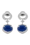 Prihan Luxury Jewelry_Blue Rhinestones Rhodium Plated Necklace And Earring Set _at_Aza_Fashions