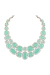 Prihan Luxury Jewelry_Mint Stones Rhodium Plated Jewelry Set _Online_at_Aza_Fashions