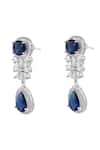 Prihan Luxury Jewelry_Blue Gemstones, Crystals Rhodium Plated Necklace And Earrings Set _Online_at_Aza_Fashions