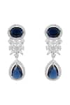 Shop_Prihan Luxury Jewelry_Blue Gemstones, Crystals Rhodium Plated Necklace And Earrings Set _Online_at_Aza_Fashions