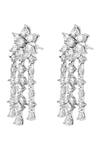 Prihan Luxury Jewelry_White Crystals Rhodium Plated Necklace And Earrings Set _at_Aza_Fashions