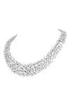 Prihan Luxury Jewelry_White Crystals Rhodium Plated Necklace And Earrings Set _Online_at_Aza_Fashions