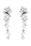 Shop_Prihan Luxury Jewelry_White Crystals Rhodium Plated Necklace And Earrings Set _Online_at_Aza_Fashions