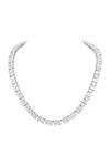 Buy_Prihan Luxury Jewelry_White Stones Rhodium Plated Necklace And Earring Set _Online_at_Aza_Fashions