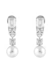 Buy_Prihan Luxury Jewelry_White Pearls, Rhinestones Rhodium Plated Necklace And Earrings Set _Online_at_Aza_Fashions