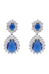 Shop_Prihan Luxury Jewelry_Blue Gemstones, Rhinestones Rhodium Plated Necklace And Earring Set _Online_at_Aza_Fashions
