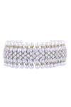 Prihan Luxury Jewelry_White Pearls, Rhinestones Rhodium Plated Bracelet _Online_at_Aza_Fashions