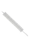 Shop_Prihan Luxury Jewelry_White Pearls, Rhinestones Rhodium Plated Bracelet _at_Aza_Fashions