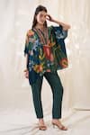 Buy_Soup By Sougat Paul_Green Chanderi Embroidery Split V-neck Flora Embellished Co-ord Set _at_Aza_Fashions