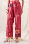Buy_Soup By Sougat Paul_Pink Linen Embroidery Mandarin Collar Hand Co-ord Set _Online_at_Aza_Fashions