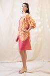 Buy_Soup By Sougat Paul_Yellow Linen Embroidery Round Neck Ravya Embellished Boxy Dress _Online_at_Aza_Fashions