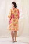 Shop_Soup By Sougat Paul_Yellow Linen Embroidery Round Neck Ravya Embellished Boxy Dress _at_Aza_Fashions