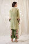 Shop_Soup By Sougat Paul_Green Linen Embroidery Mandarin Collar Ravya Embellished Co-ord Set _at_Aza_Fashions