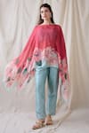 Soup By Sougat Paul_Pink Chanderi Ravya Embellished Cape Co-ord Set _at_Aza_Fashions