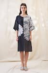 Shop_Soup By Sougat Paul_Black Linen Embroidery Round Neck Ravya Embellished Boxy Dress _Online_at_Aza_Fashions