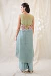 Shop_Soup By Sougat Paul_Green Cotton, Chanderi Embroidery, Sequins Round Neck, Square Jacket Co-ord Set _at_Aza_Fashions