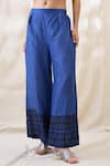 Buy_Soup By Sougat Paul_Blue Linen Mirrors, Tassels Open Neck Noorani Embellished Angrakha Set _Online_at_Aza_Fashions