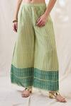 Buy_Soup By Sougat Paul_Green Linen Embroidery V-neck Noorani Embellished Angrakha Set 