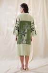 Shop_Soup By Sougat Paul_Green Linen, Crepe Embroidery Collared Embellished Boxy Dress _at_Aza_Fashions