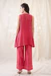 Shop_Soup By Sougat Paul_Pink Cotton, Net, Chanderi Embroidery Crew Neck Ravya Appliqued Co-ord Set _at_Aza_Fashions