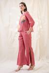Soup By Sougat Paul_Pink Cotton, Net Embroidery Round Neck Ravya Appliqued Co-ord Set _Online_at_Aza_Fashions