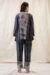 Shop_Soup By Sougat Paul_Black Linen Embroidery Round Neck Hand Co-ord Set _at_Aza_Fashions