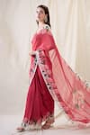 Soup By Sougat Paul_Pink Organza, Cotton, Net Embroidery Round Embellished Pre-stitched Saree Set _Online_at_Aza_Fashions