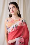Buy_Soup By Sougat Paul_Pink Organza, Cotton, Net Embroidery Round Embellished Pre-stitched Saree Set _Online_at_Aza_Fashions