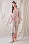 Shop_Soup By Sougat Paul_Linen Embroidery Open Neck Ravya Embellished Co-ord Set _at_Aza_Fashions