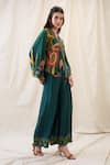 Buy_Soup By Sougat Paul_Green Chanderi Embroidery V-neck Flora Embellished Angrakha Set _Online_at_Aza_Fashions