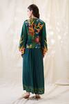 Shop_Soup By Sougat Paul_Green Chanderi Embroidery V-neck Flora Embellished Angrakha Set _at_Aza_Fashions