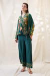 Buy_Soup By Sougat Paul_Green Chanderi Embroidery V-neck Flora Embellished Angrakha Set _at_Aza_Fashions
