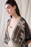 Soup By Sougat Paul_Beige Cotton, Silk, Net Embroidery, Sequins Noorani Printed Jumpsuit And Jacket _at_Aza_Fashions