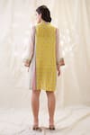 Shop_Soup By Sougat Paul_Yellow Linen Embroidery Collared Embellished Dress _at_Aza_Fashions