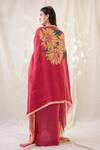 Shop_Soup By Sougat Paul_Pink Cotton, Net Embroidery Round Ravya Drape Skirt Set With Embellished Cape _at_Aza_Fashions