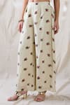 Soup By Sougat Paul_Beige Linen Embroidery Mandarin Collar Gulazaar Tunic Pant Set _Online_at_Aza_Fashions