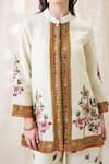 Soup By Sougat Paul_Beige Linen Embroidery Mandarin Collar Gulazaar Tunic Pant Set _at_Aza_Fashions