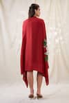 Shop_Soup By Sougat Paul_Red Linen, Cotton, Silk Embroidery Square Gulzaar Printed Dress And Jacket Set _at_Aza_Fashions