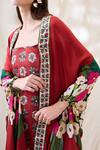 Soup By Sougat Paul_Red Linen, Cotton, Silk Embroidery Square Gulzaar Printed Dress And Jacket Set _at_Aza_Fashions